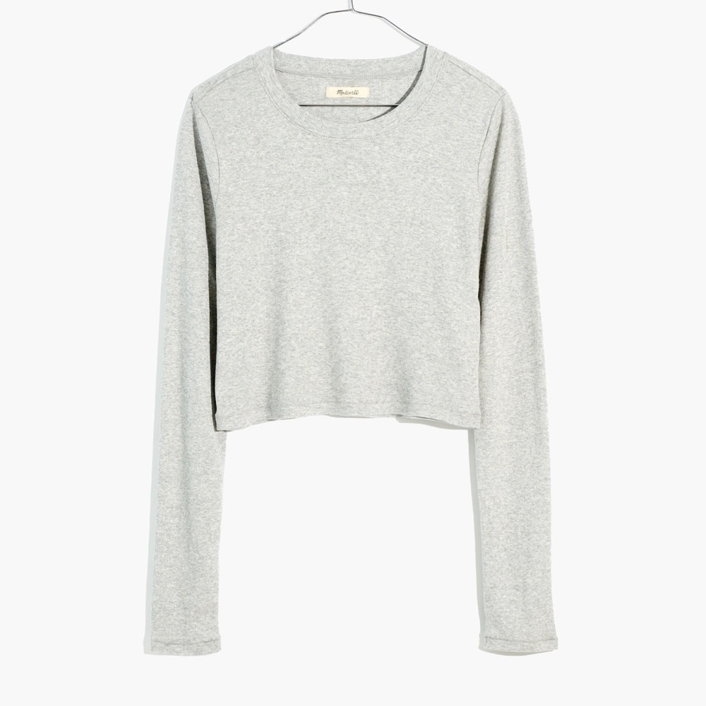 Madewell Fine Ribbed Supercrop Crewneck Long Sleeve Tee
